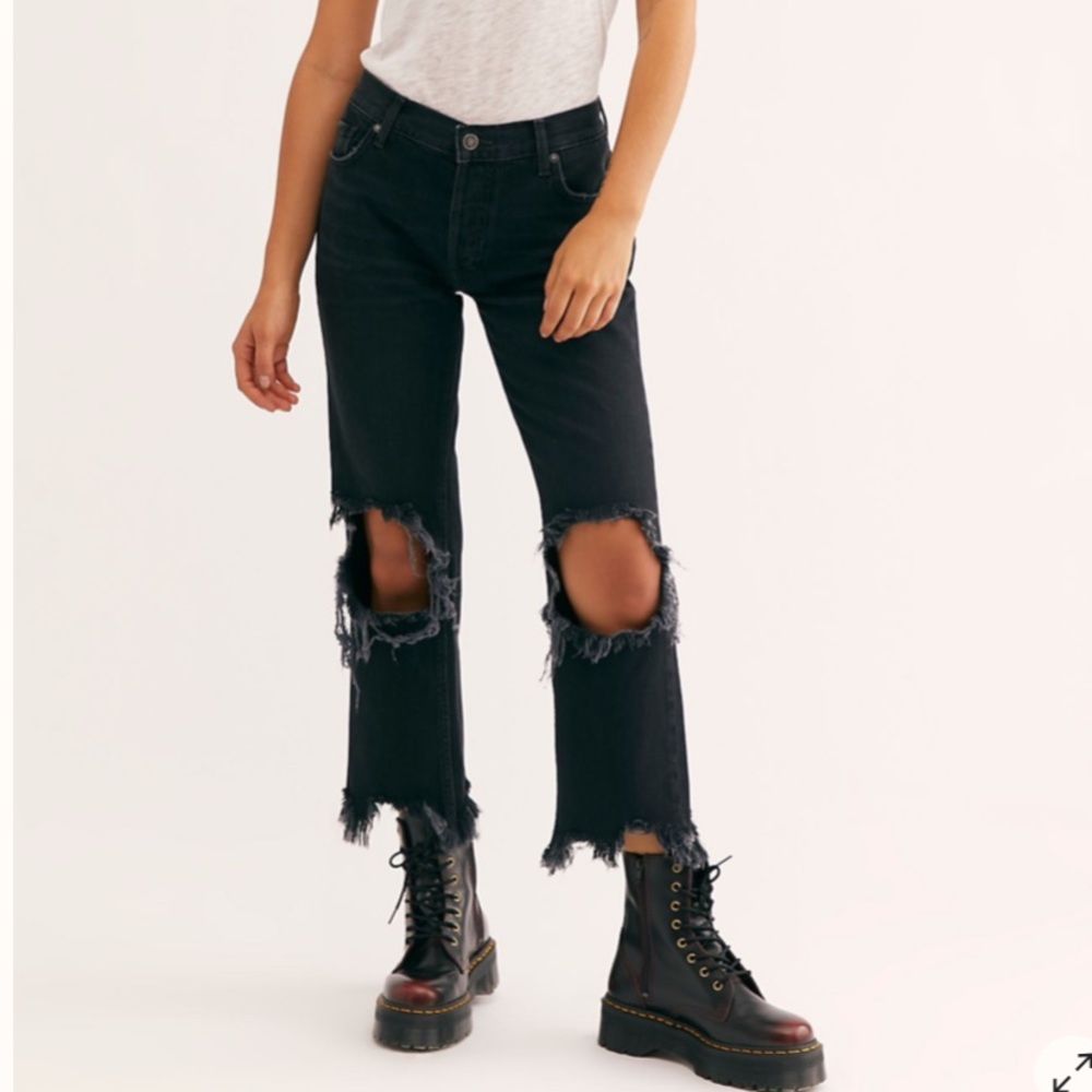 Free People Mid-Rise Straight-Leg Maggie Jeans